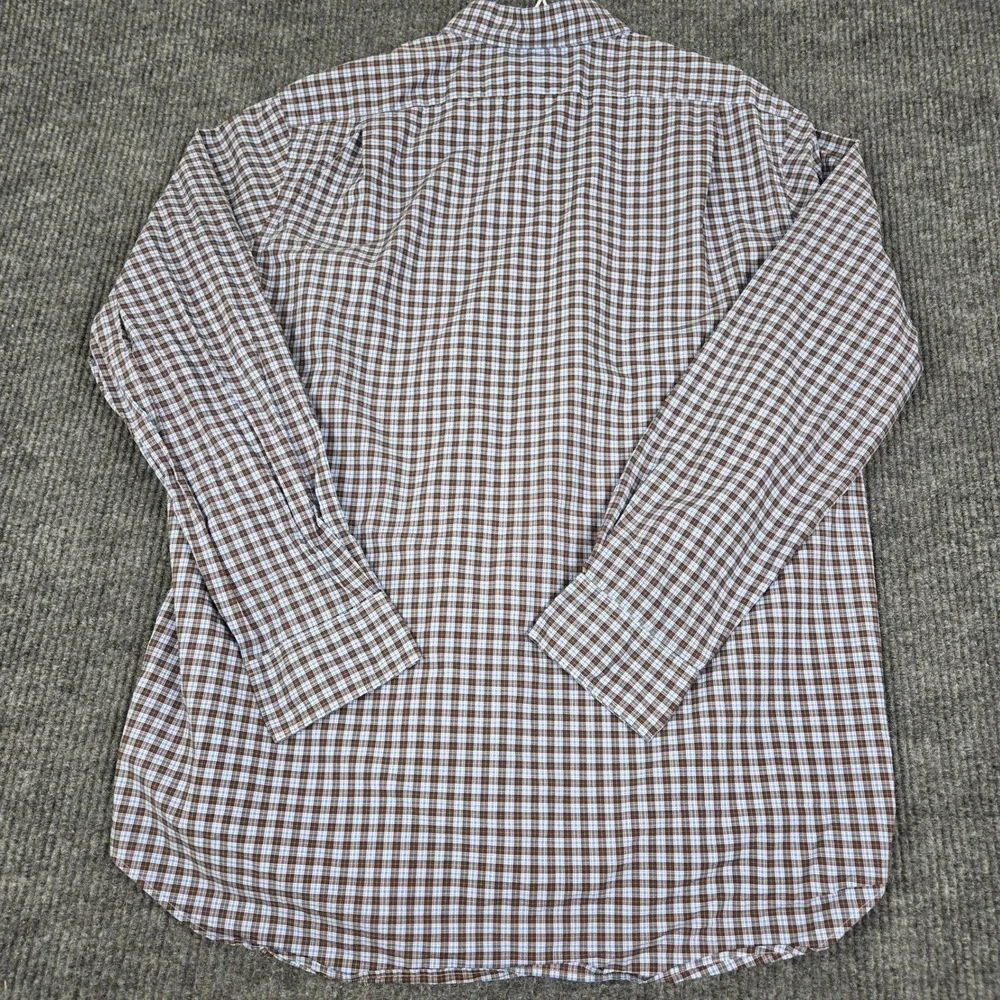 Polo Ralph Lauren Mens XXL Brown Blue Plaid Cotton Stretch Classic Fit‎ Shirt